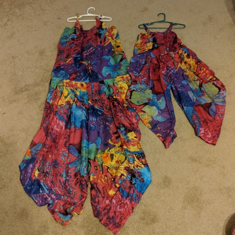 Mother and daughter matching jumpsuits
